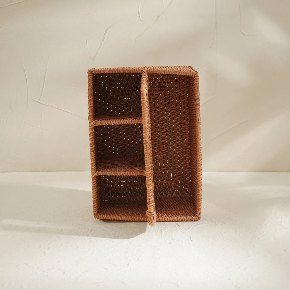 Rattan Condiment and Cutlery Basket Holder