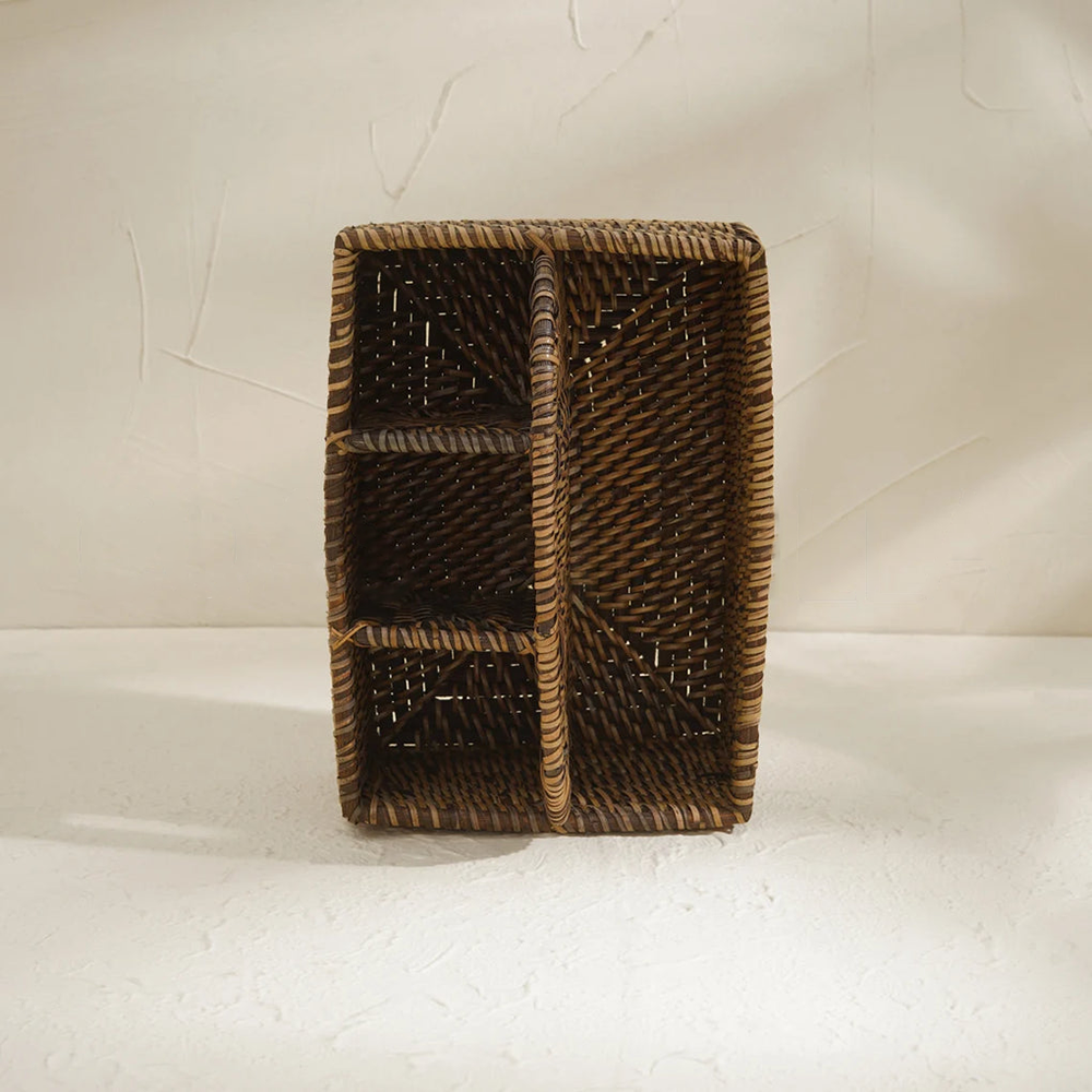 Rattan Condiment and Cutlery Basket Holder