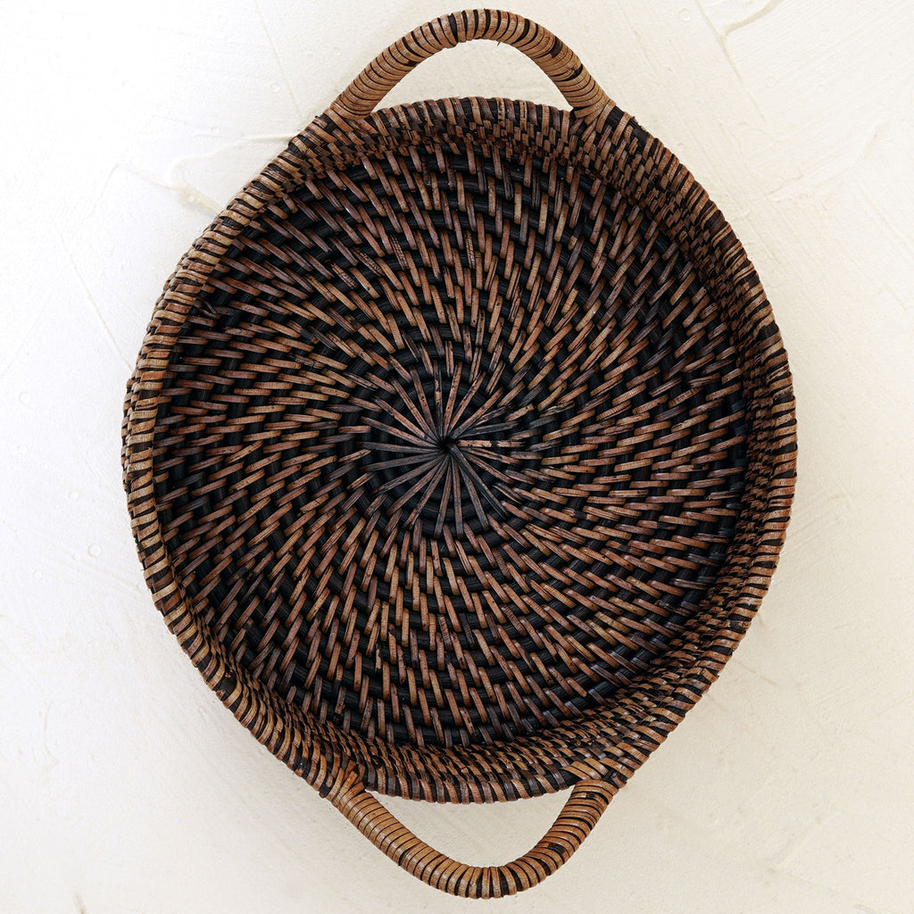 Small Rattan Round Basket with Handles - 4 colours