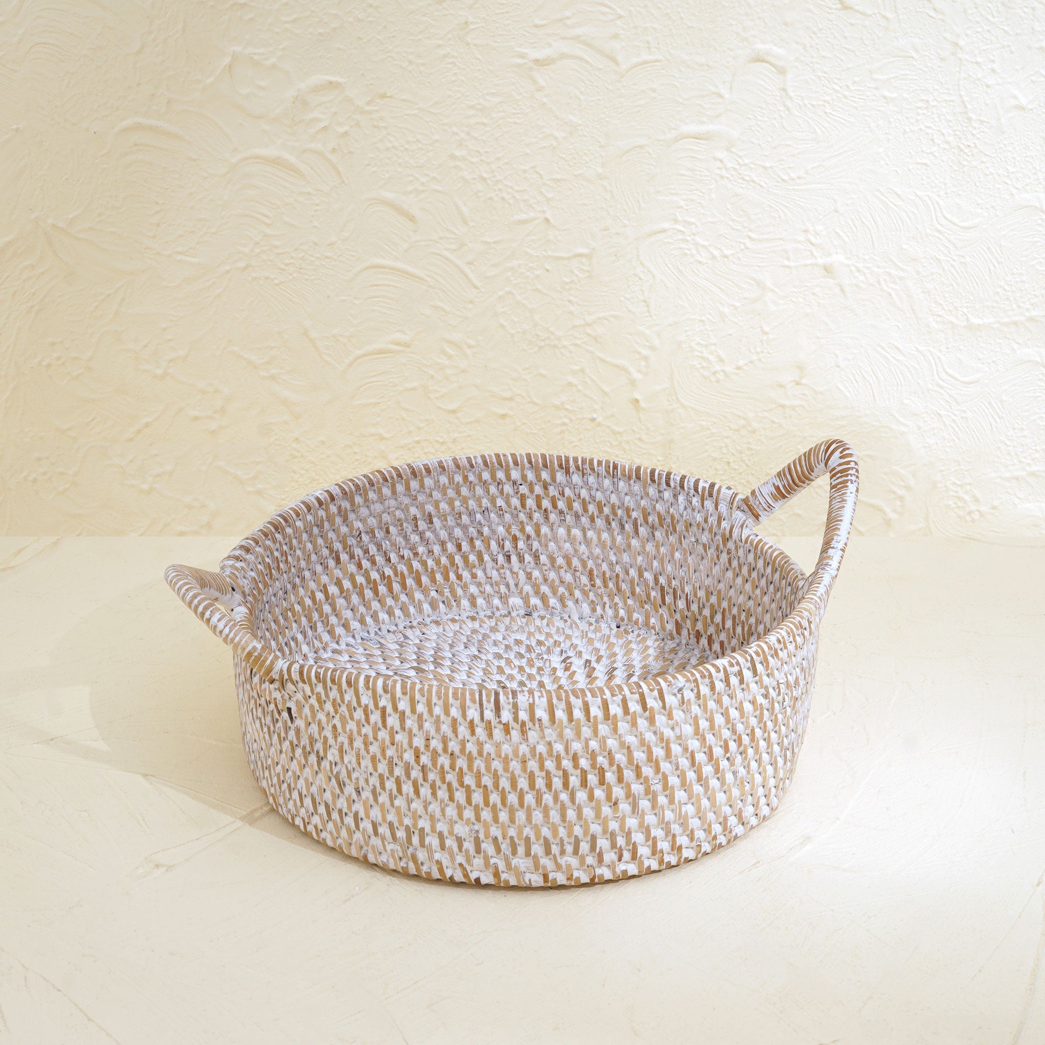 Small Rattan Round Basket with Handles - 4 colours