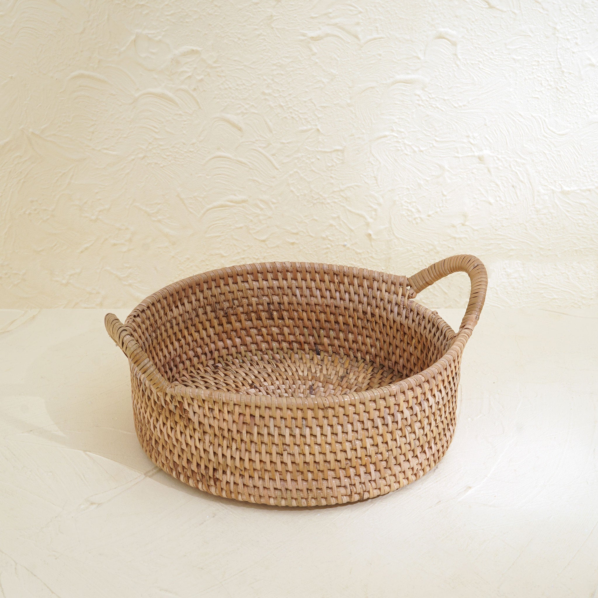 Small Rattan Round Basket with Handles - 4 colours