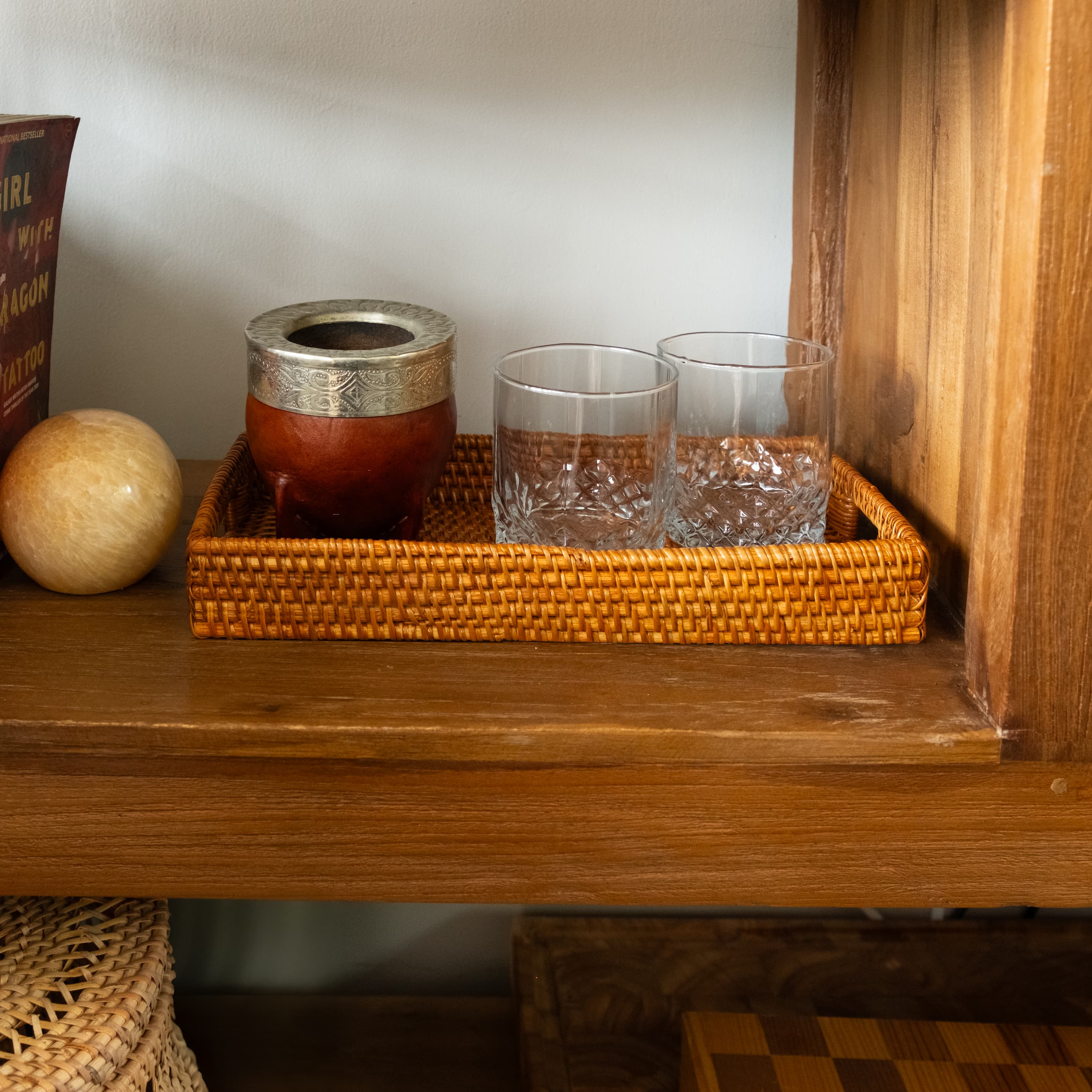 Mini Rattan Tray - Small Rectangular Rattan Display Tray