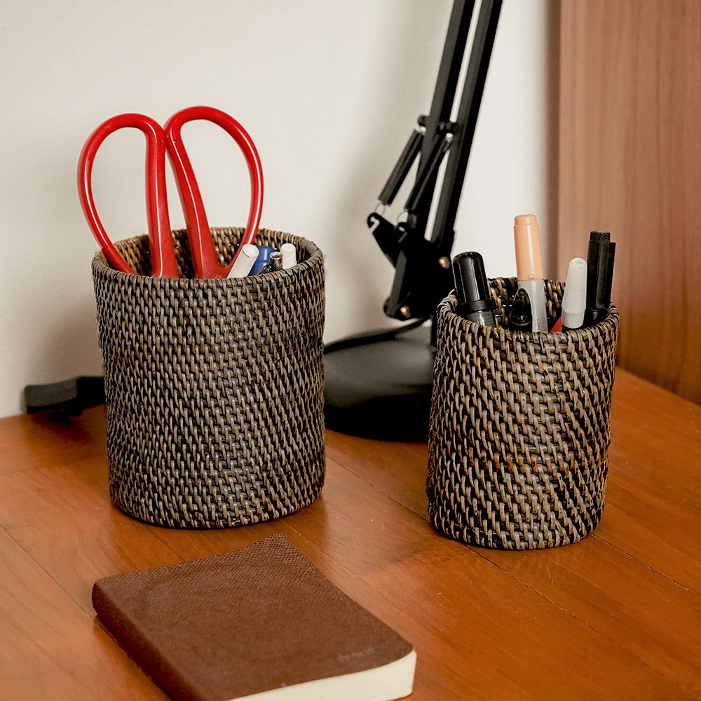 Pen and pencil holder rattan pot