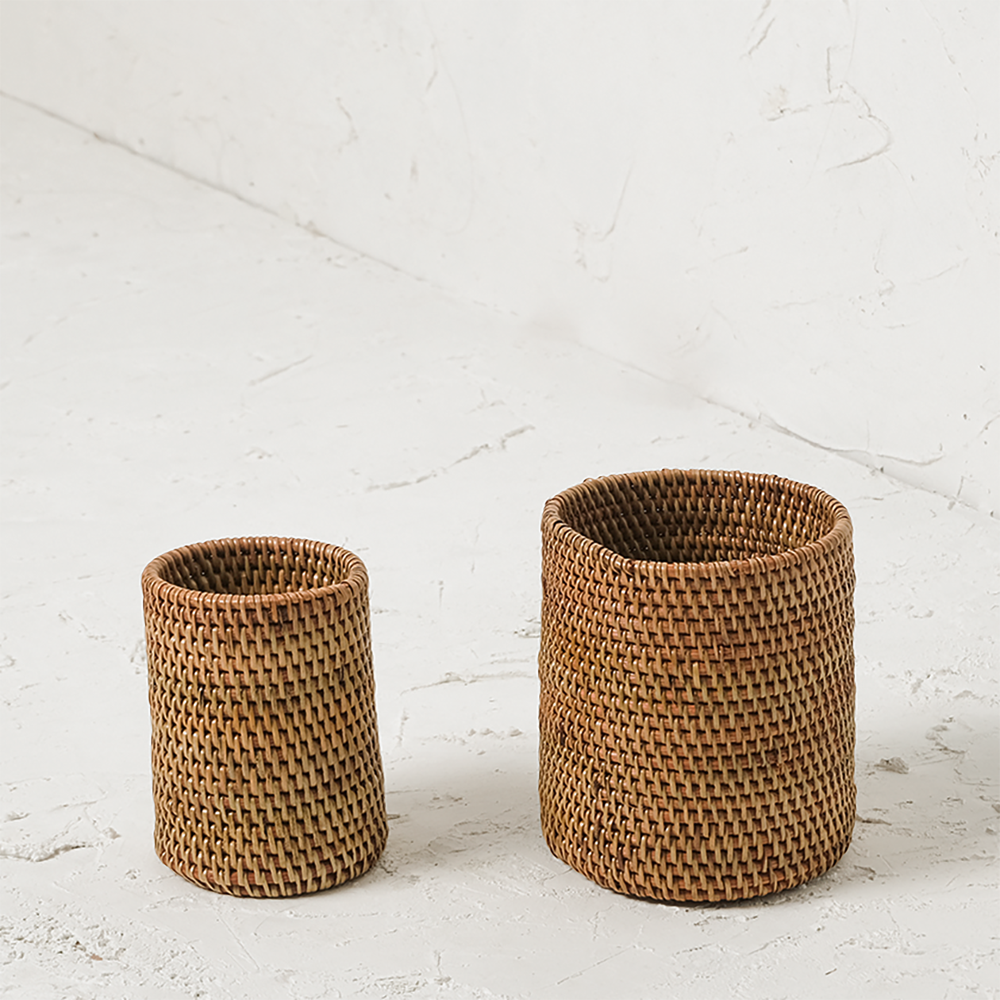 Pen and pencil holder rattan pot