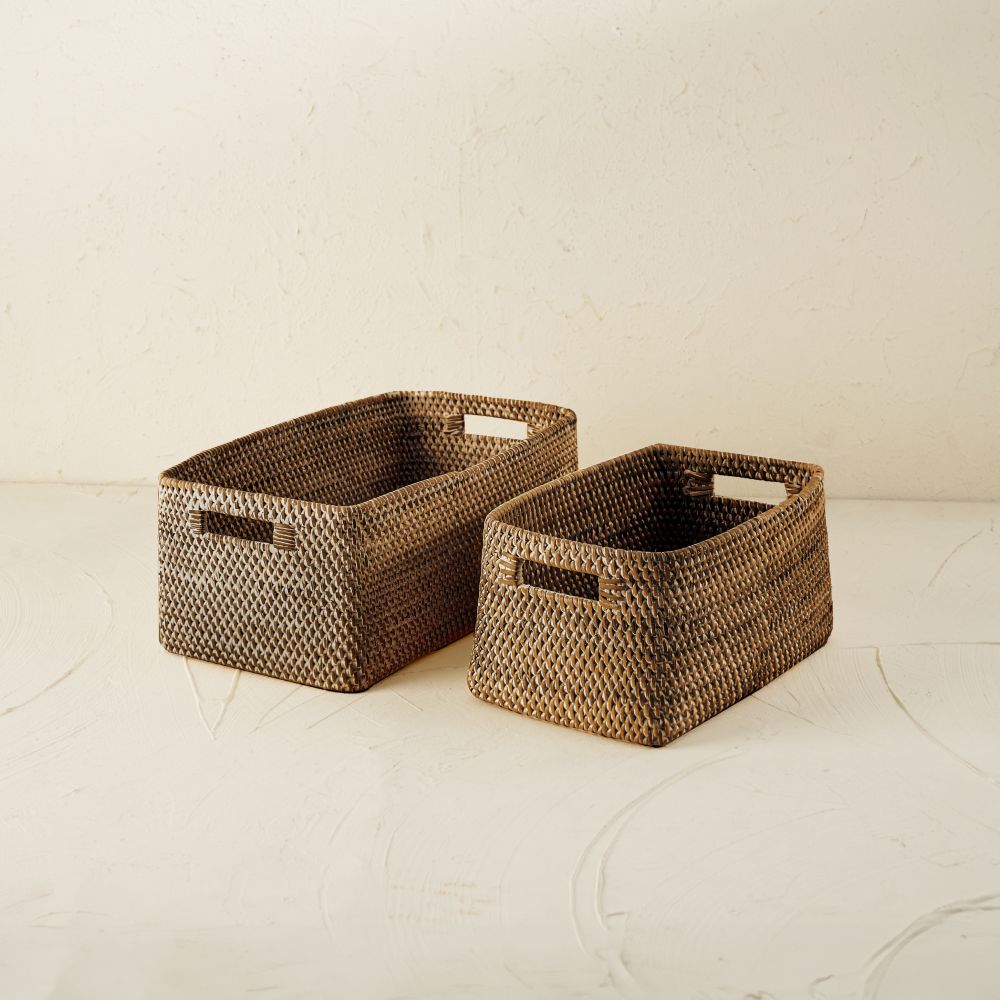 Colourful rattan storage baskets in 4 colours