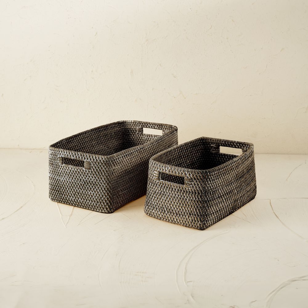 Colourful rattan storage baskets in 4 colours