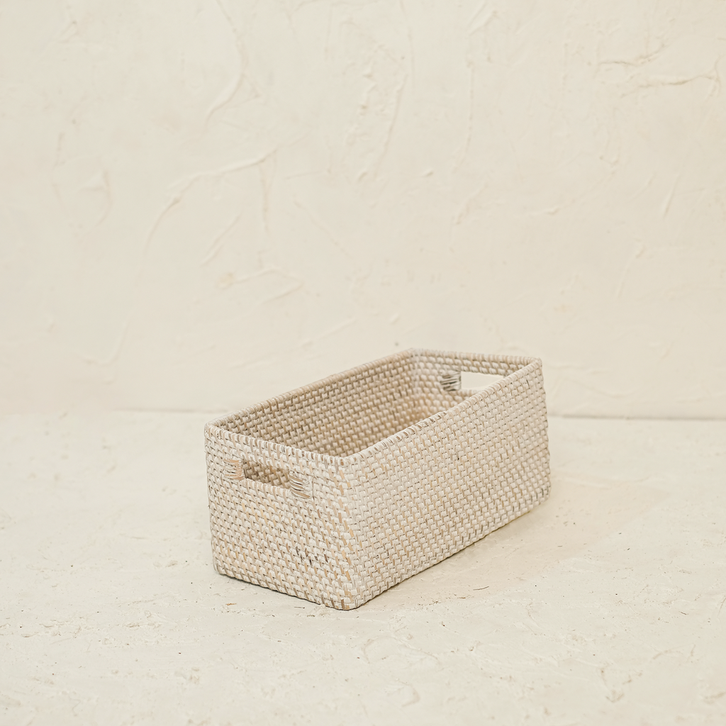 Colourful rattan storage baskets in 4 colours