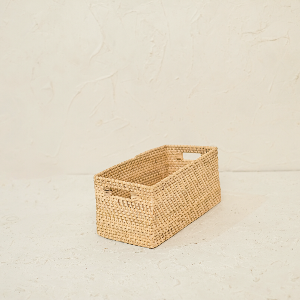 Colourful rattan storage baskets in 4 colours