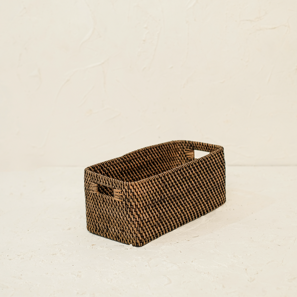 Colourful rattan storage baskets in 4 colours